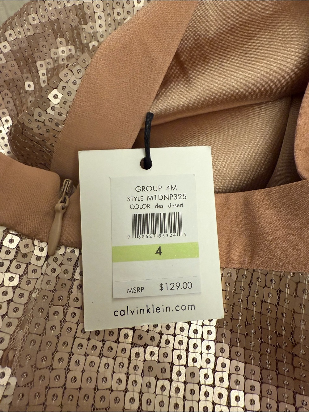 NEW! Calvin Klein Metallic Sequin Skirt in Gold+Tan Sz.4 +TAGS - Picture 2 of 5